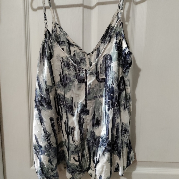 Blue & white camisole tank with buttons, Size S - Picture 3 of 7